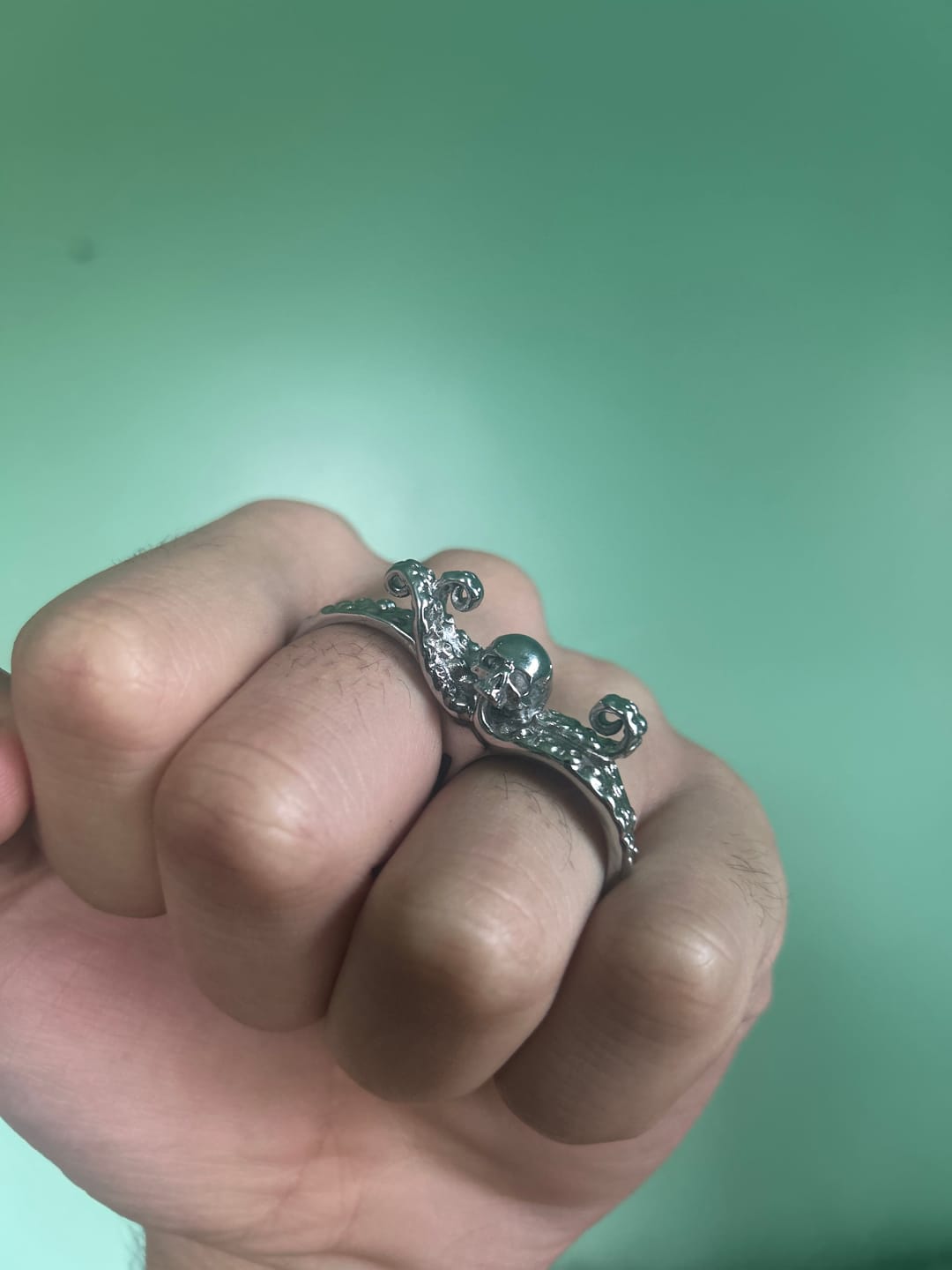 Customer photo review of DOUBLE FINGER OCTOSKULL RING