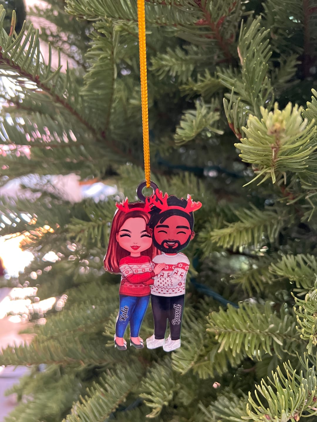 Customer photo review of Christmas Doll Couple Standing Hugging - Personalized Ornament