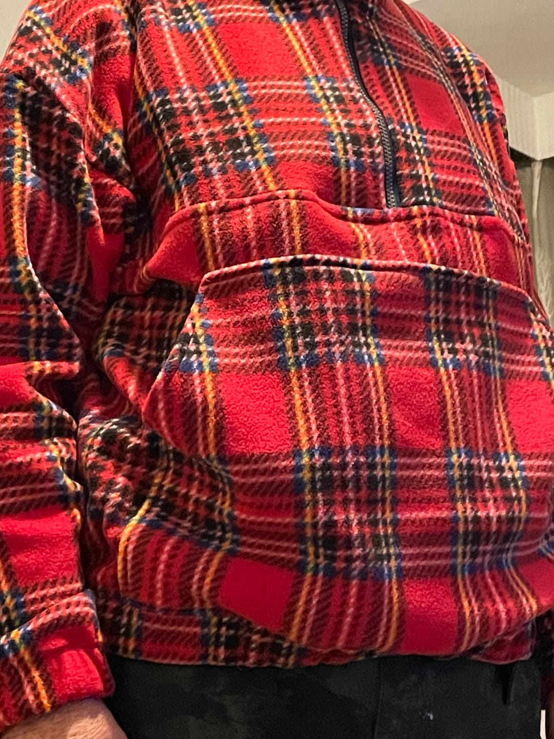 Customer photo review of Red Checkered Anti Pill Polar Fleece Fabric