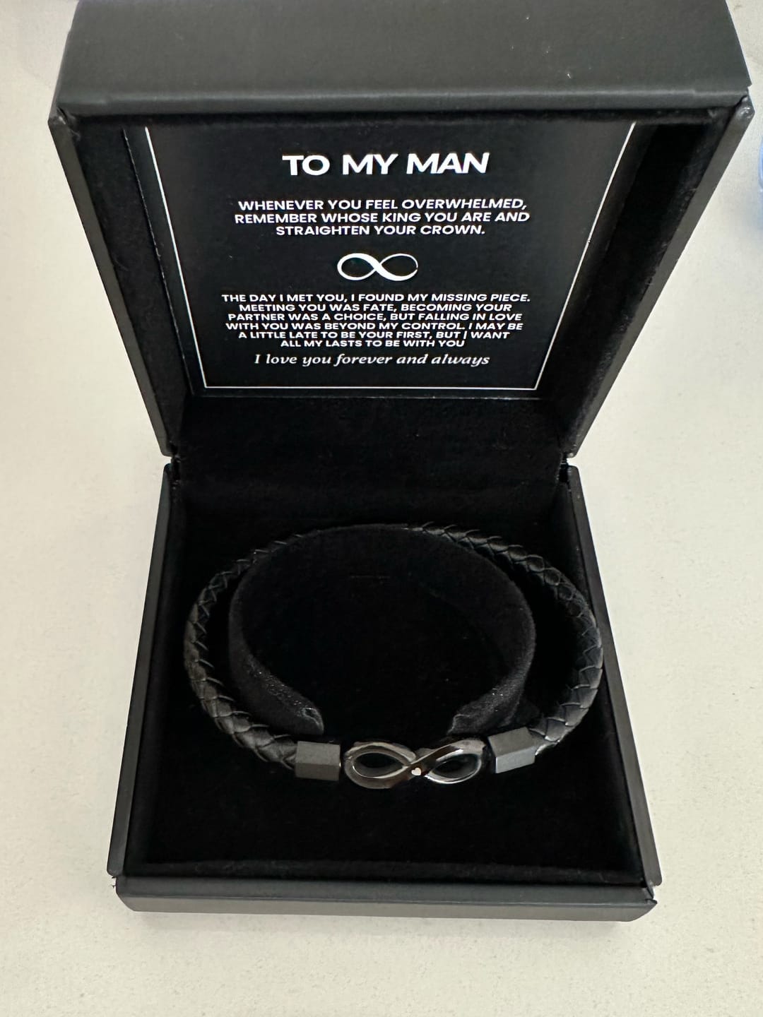 Customer photo review of Endless Love Bracelet "To My Man - Straighten Your Crown"