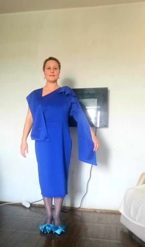 Customer photo review of Rochie Atalanta albastra cu funda