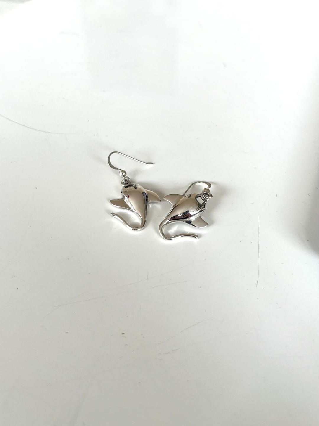 Customer photo review of Manta Ray Silver Earrings - 925 Real (Small)