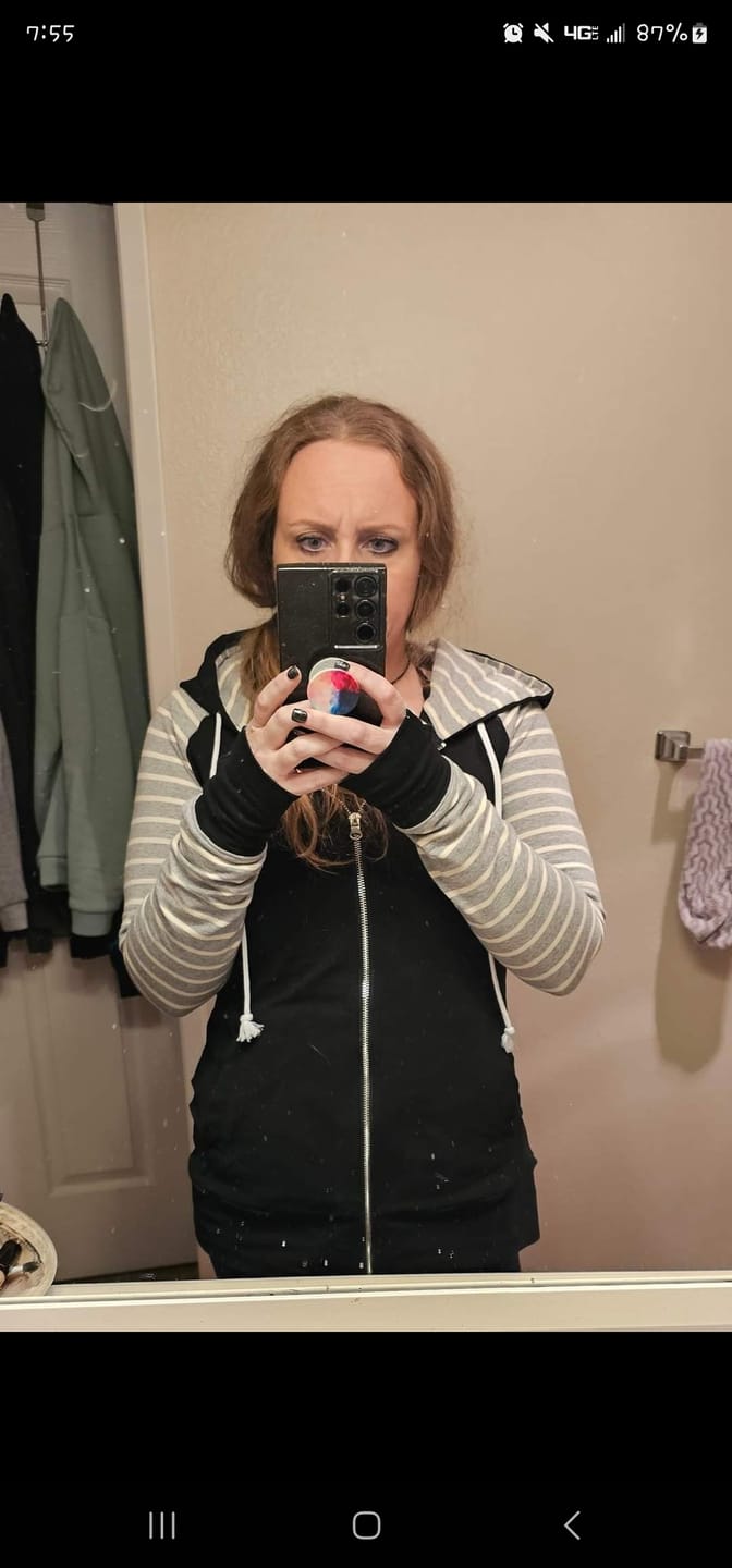 Customer photo review of Varsity Black Full Zip Woman's Hoodie
