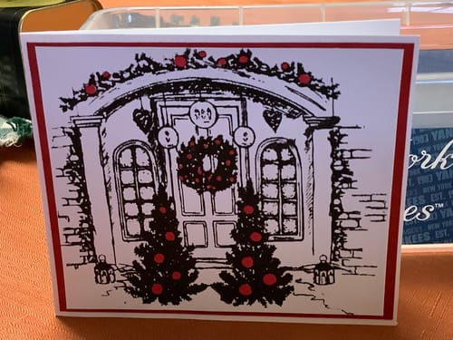 Customer photo review of Christmas Houses - Mesh Stencil 8.5x11