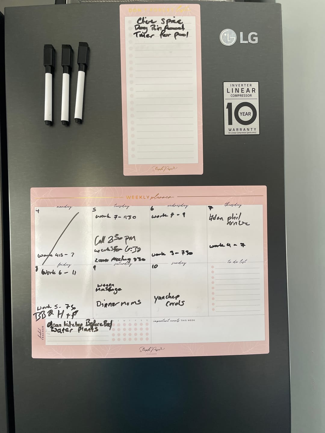 Customer photo review of Blush Weekly Planner Magnet