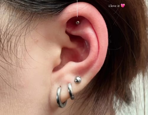 Customer photo review of Oliva Staple Essential Huggie Hoops