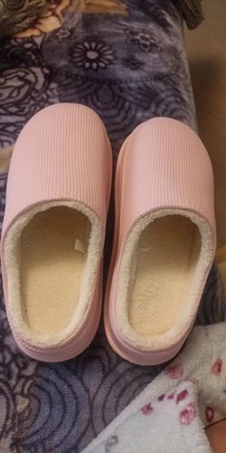 Customer photo review of warme Plüsch-Winterhausschuhe