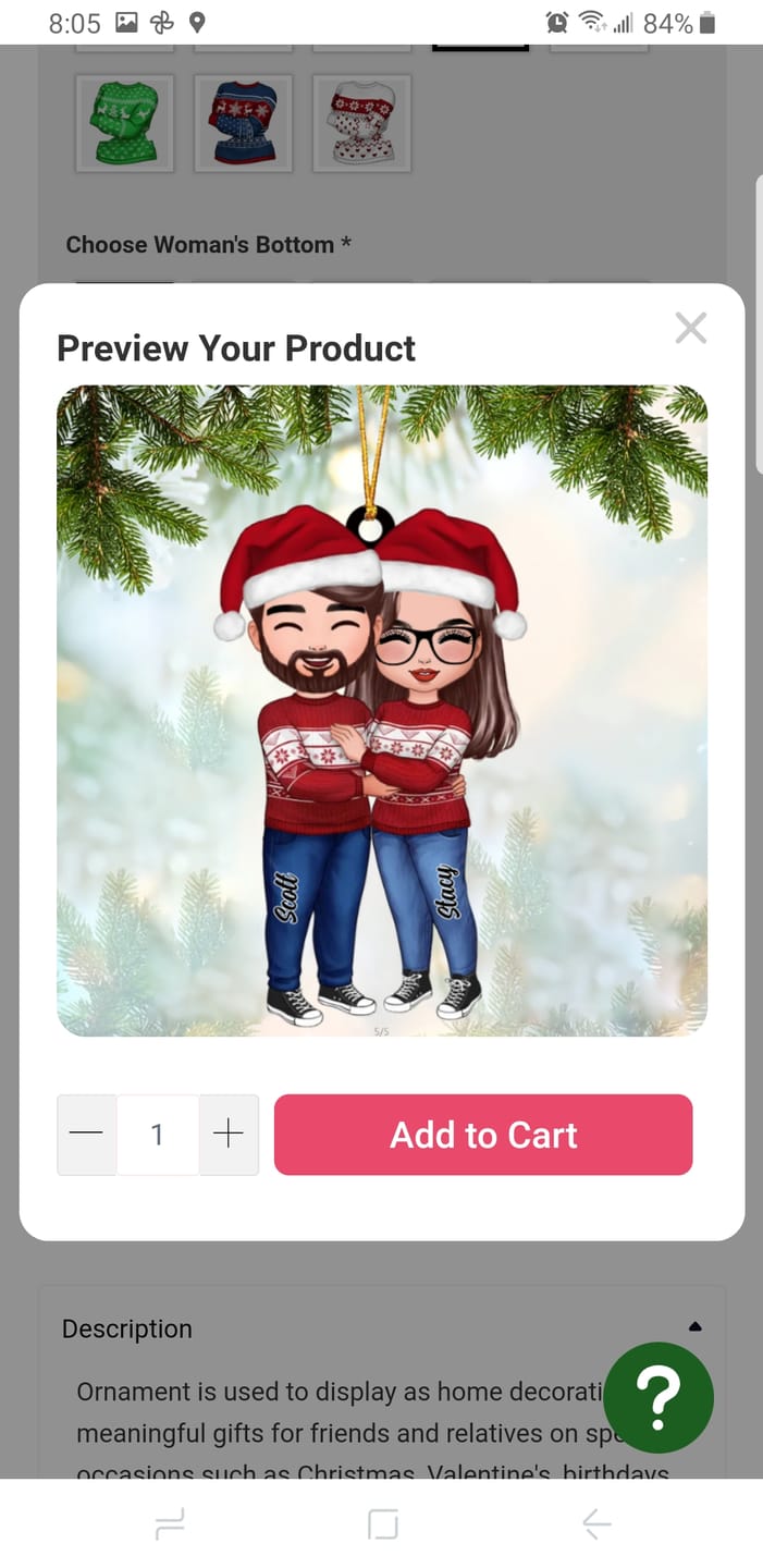 Customer photo review of Christmas Doll Couple Standing Hugging - Personalized Ornament