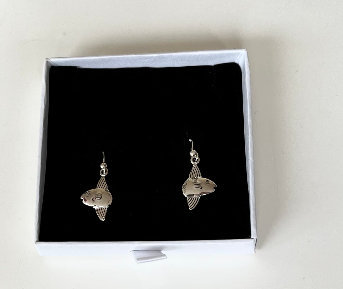 Customer photo review of Sun Fish Hook Earrings - Mola Mola 925 Real Sterling Silver