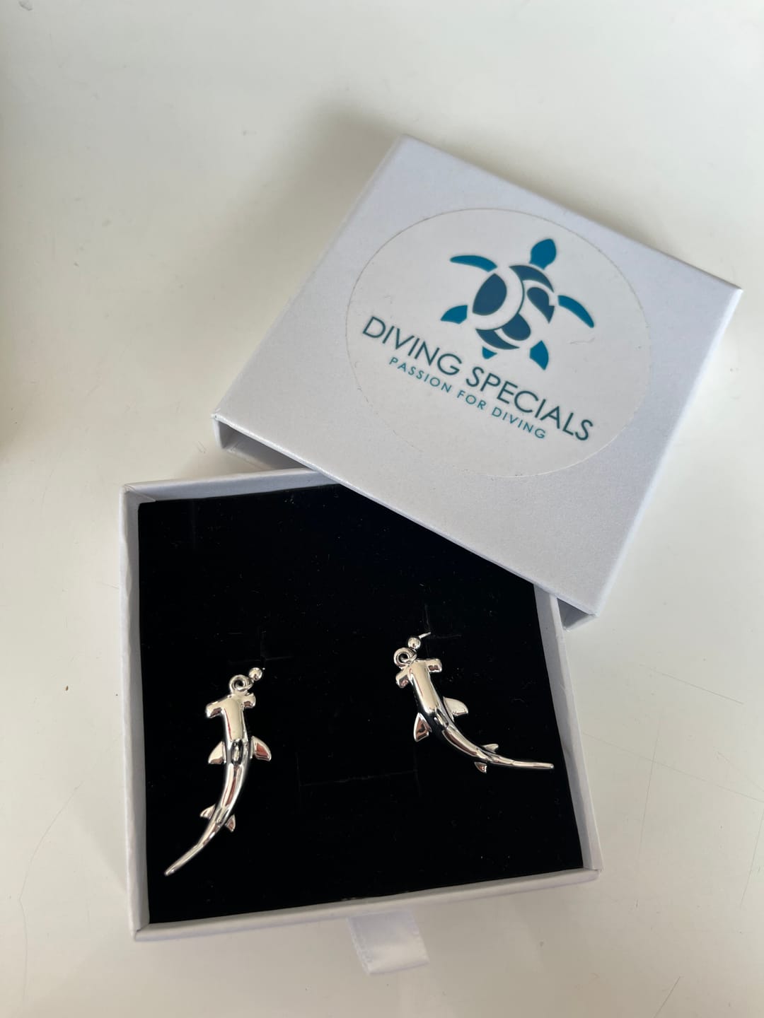 Customer photo review of Hammerhead Shark Earrings - 925 Sterling Silver Earrings
