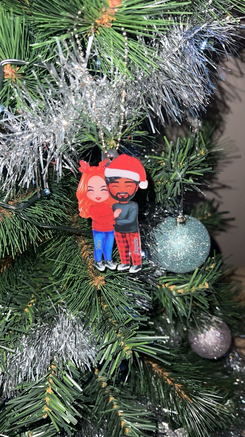 Customer photo review of Christmas Doll Couple Standing Hugging - Personalized Ornament