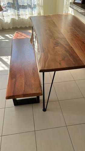 Customer photo review of Dark Acacia Wood Dining Table (10 Sizes)