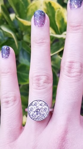 Customer photo review of Flower Halo CZ Ring in Sterling Silver