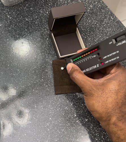 Customer photo review of VVS Moissanite Solitaire Stud Earrings