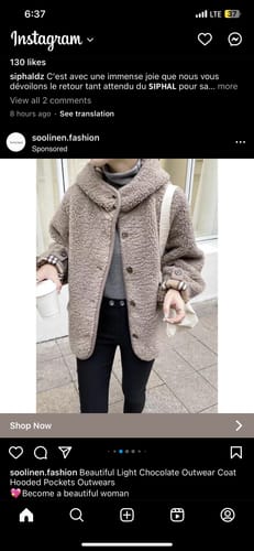 Customer photo review of Beautiful Light Chocolate Outwear Coat Hooded Pockets Outwears