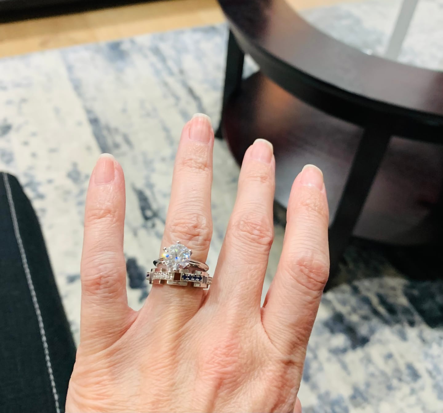 Customer photo review of Classic Solitaire Moissanite Six-Prong Sterling Silver Engagement Ring