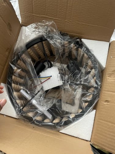 Customer photo review of 3 Light Wood Beaded Round Semi Flush Mount