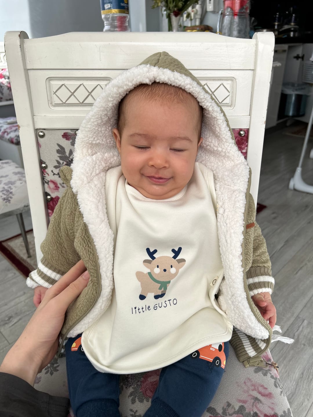 Customer photo review of 3'lü Sıvı Geçirmez Organik Pamuk Mama Önlüğü Playtime