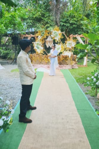 Customer photo review of Burgundy Wedding Rings