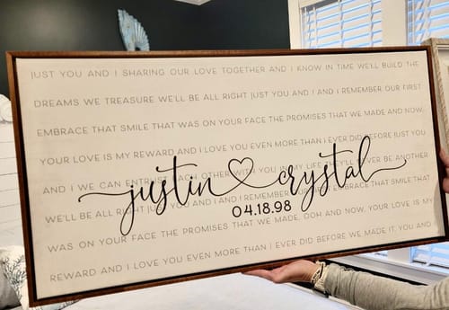 Customer photo review of Custom Song Lyrics Print Wall Art