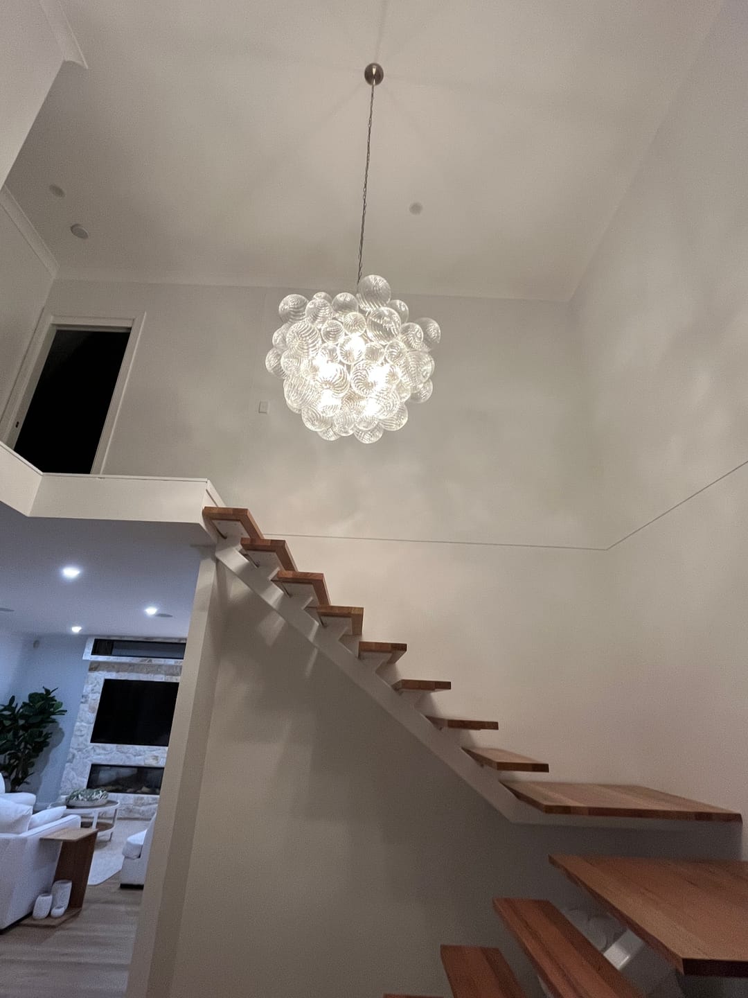 Customer photo review of Contemporary Clear Ribbed Bubble Chandelier