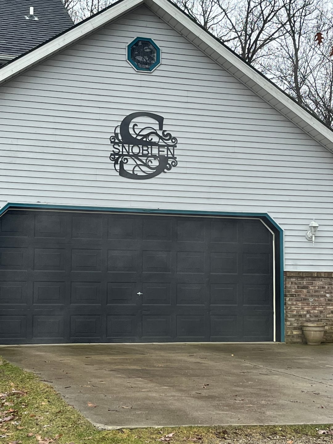 Customer photo review of Metal Split Letter Monogram | Custom Metal Monogram Signs