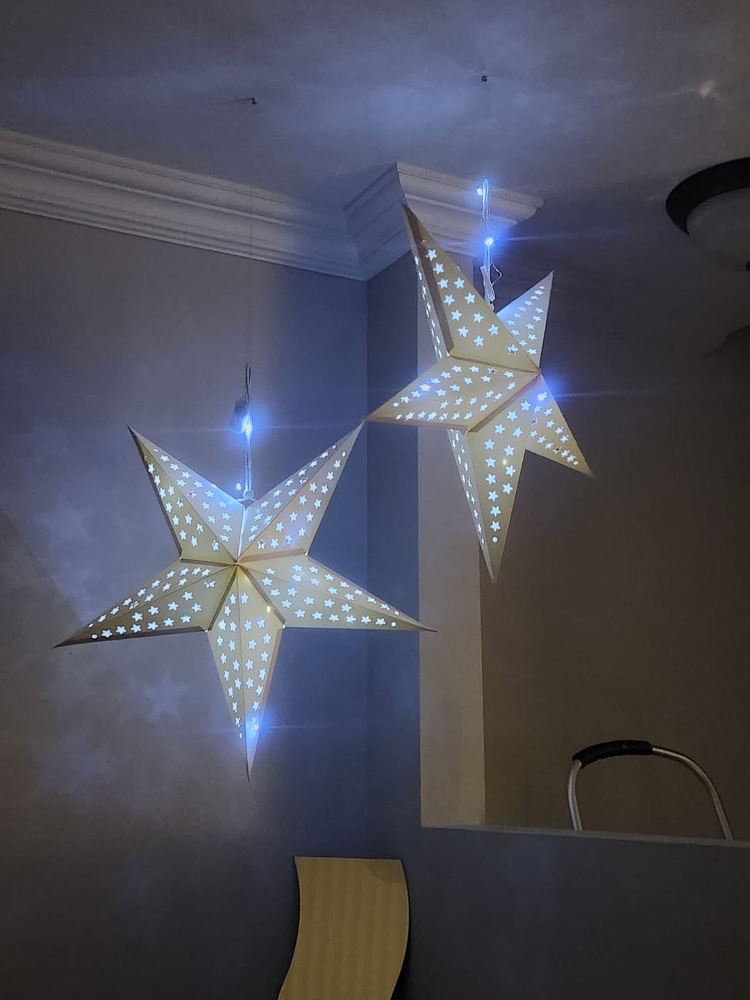 Customer photo review of 24" Solid White Stars Cut-Out Paper Star Lantern, Hanging Wedding & Party Decoration