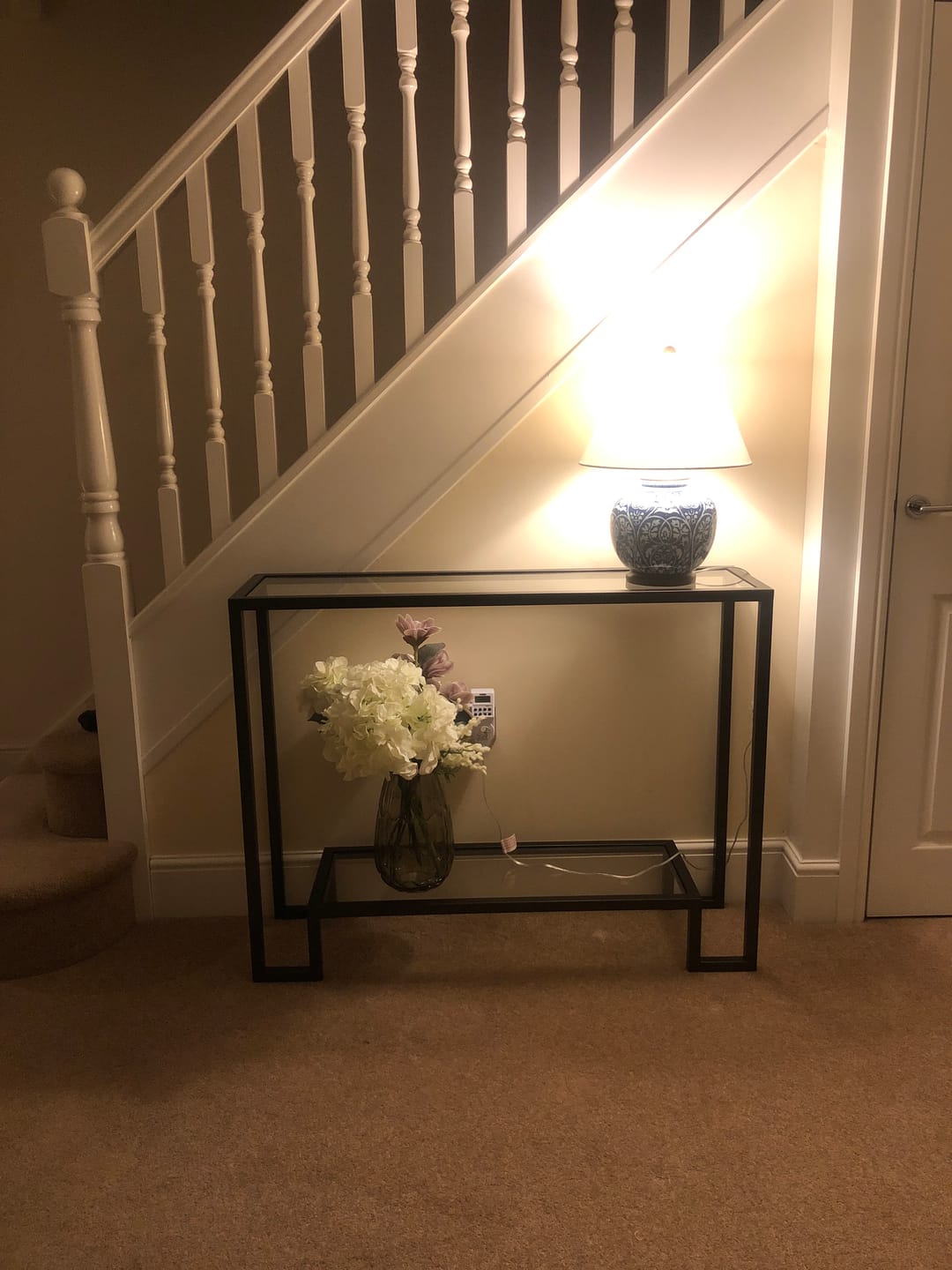 Customer photo review of Hudson Glass Metal Console Table - Dark Bronze