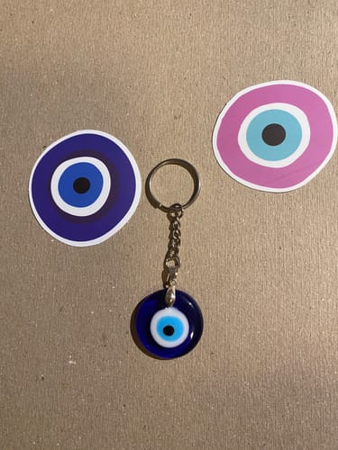 Customer photo review of Evil Eye Keychain