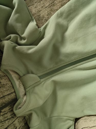 Customer photo review of Toddler Zip Sleep Sack Organic Cotton Long Sleeve With Footie 2.5 TOG - Pea Green