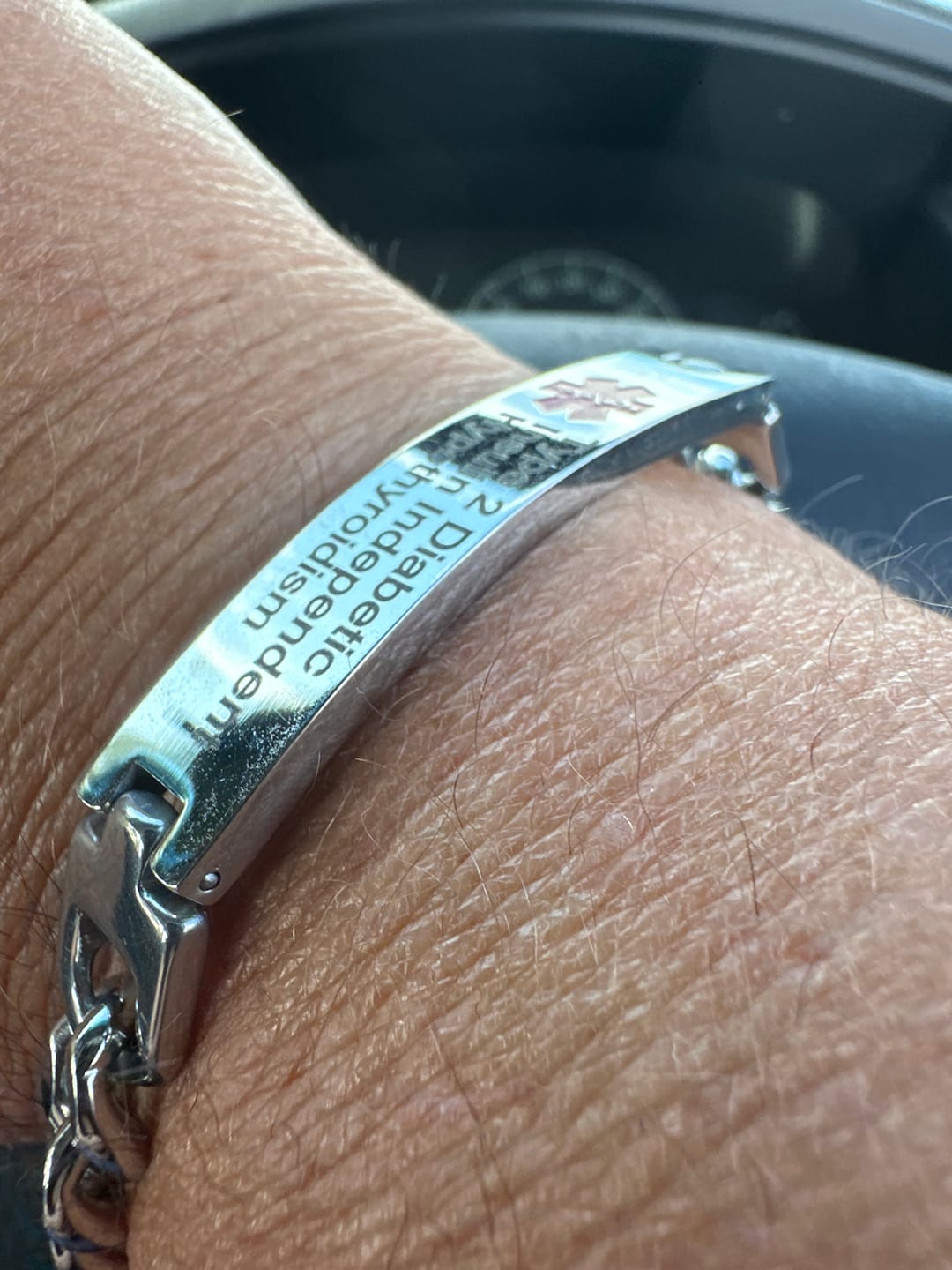 Customer photo review of Stainless Steel Medical Alert ID Chain Bracelet