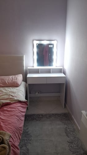 Customer photo review of Τραπέζι Μπουντουάρ Μακιγιάζ Μεικαπ Τουαλέτας Κρεβατοκάμαρας Καθρέφτης Λευκό με Φωτισμό LED Ρυθμιζόμενη Φωτεινότητα RD-T114W01