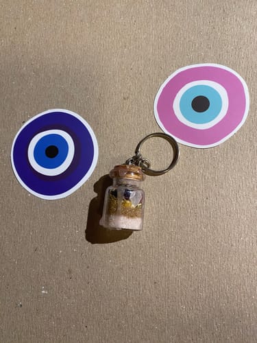 Customer photo review of Spell Jar Keychain