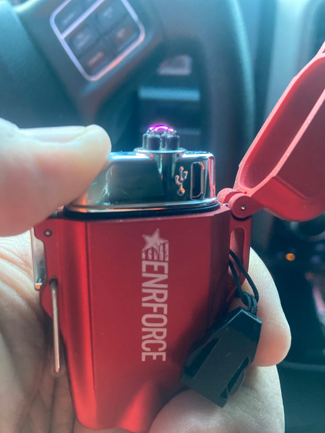 Customer photo review of Metallic Red Arc Lighter