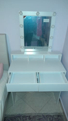 Customer photo review of Τραπέζι Μπουντουάρ Μακιγιάζ Μεικαπ Τουαλέτας Κρεβατοκάμαρας Καθρέφτης Λευκό με Φωτισμό LED Ρυθμιζόμενη Φωτεινότητα RD-T114W01