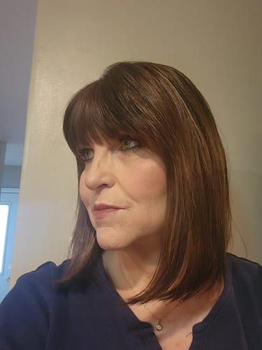 Customer photo review of Moresoo Mono Topper Remy Human Hair Brown Hair Pieces 5"*5" Base (#4/27/4)