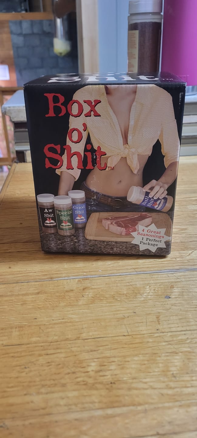 Customer photo review of Box o’ Shit  - 4 Great Big Cock Ranch Seasonings In One Box