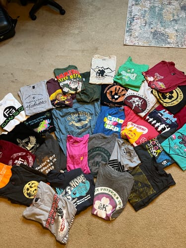 T-shirt quilt with outdoors, running themes by Beth from TN