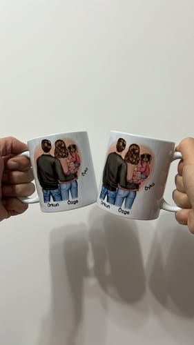 Customer photo review of Kişiye özel 3 kişilik aile kupa bardak (Kız-Erkek çocuk)