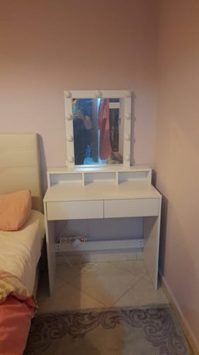 Customer photo review of Τραπέζι Μπουντουάρ Μακιγιάζ Μεικαπ Τουαλέτας Κρεβατοκάμαρας Καθρέφτης Λευκό με Φωτισμό LED Ρυθμιζόμενη Φωτεινότητα RD-T114W01