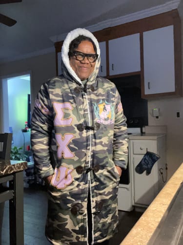 Customer photo review of Sorority Hooded Coat - Sigma Chi Psi Hooded Coat Custom (Nisey Felton Ver)
