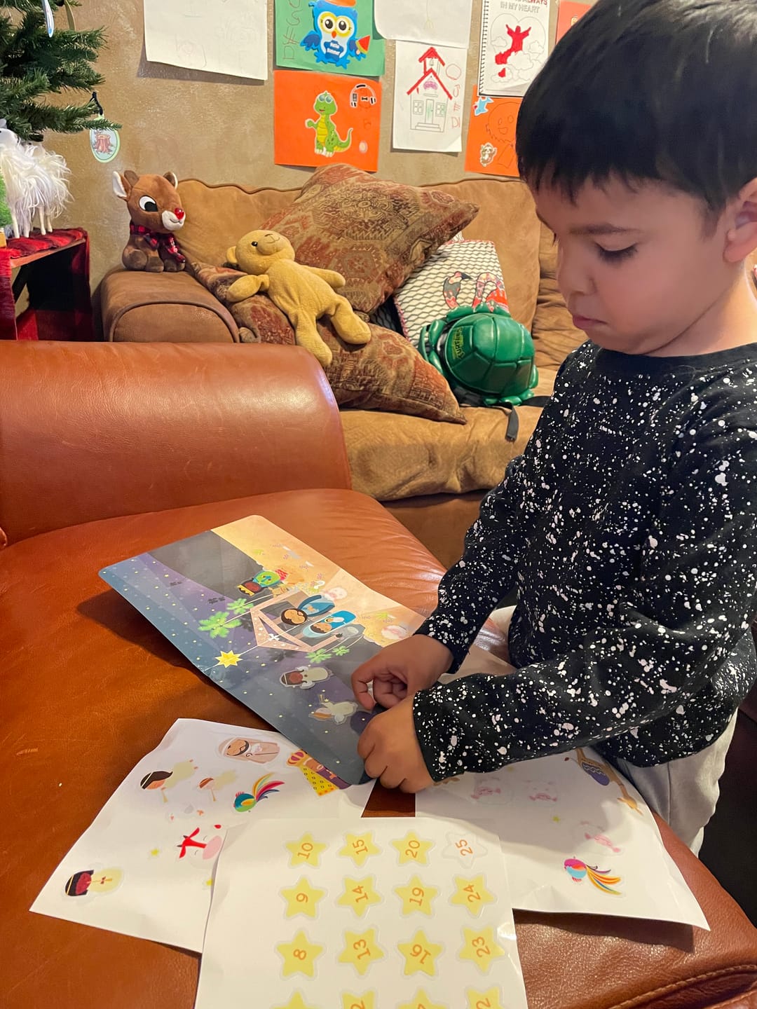 Customer photo review of Advent Calendar & Christmas Nativity Scene Reusable Sticker Fun