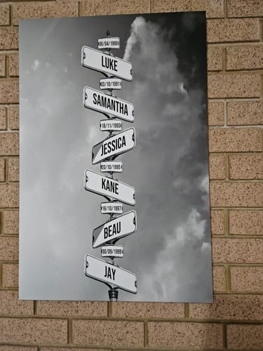 Customer photo review of DATE OF BIRTH OF CHILDREN by Cstm Canvas