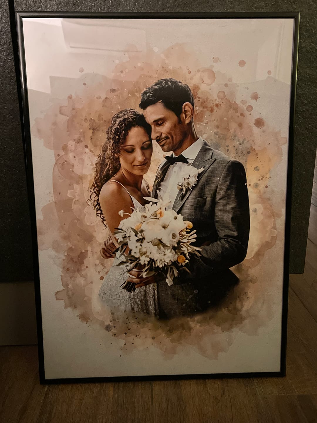 Customer photo review of Foto des Brautpaares als Aquarell Poster | Originelles Hochzeitsgeschenk