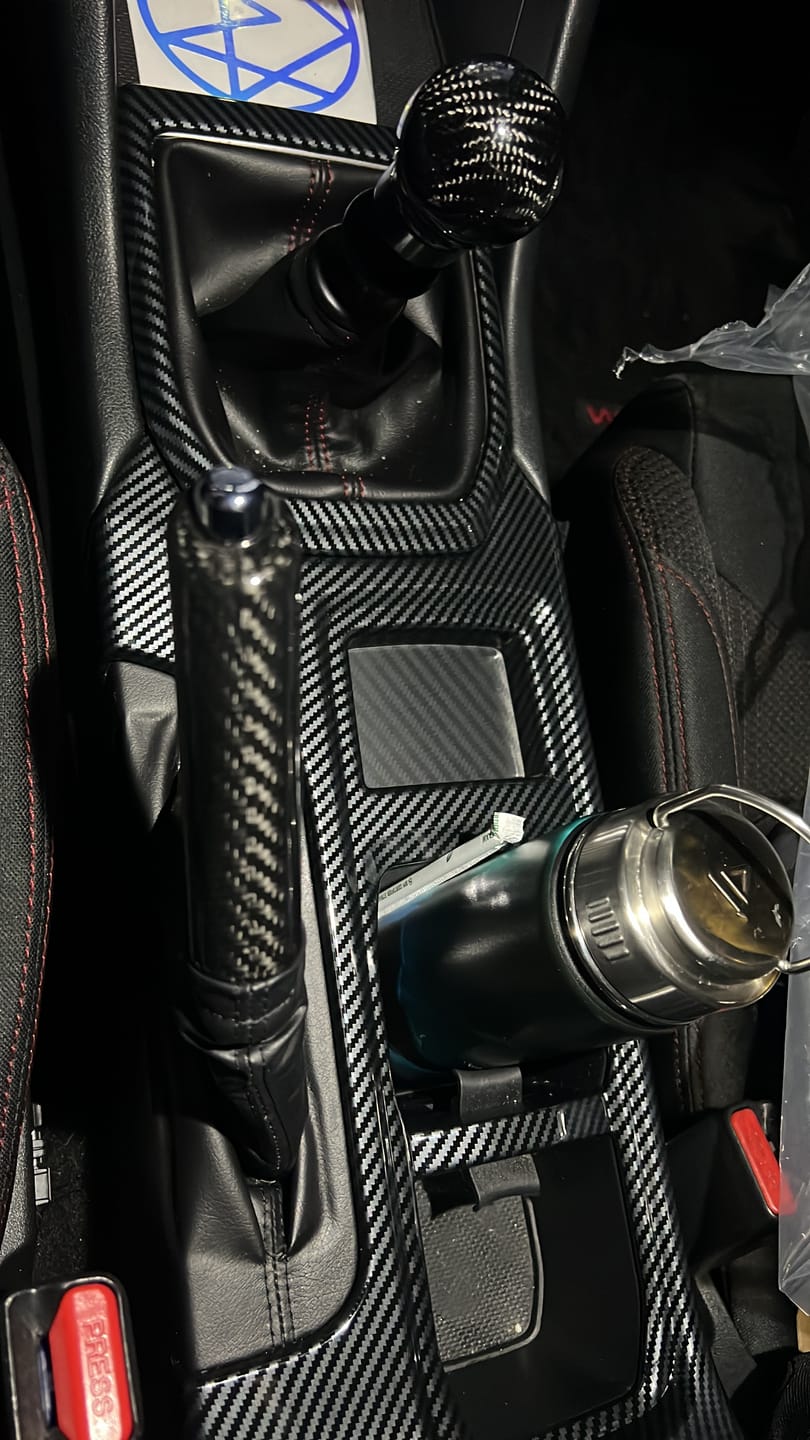Customer photo review of 2022-25 Subaru WRX Black Carbon Fiber Shifter Trim Cover