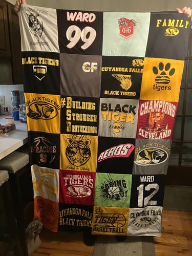 T-shirt quilt featuring cuyahoga falls black tigers basketball by Brenna  from OH