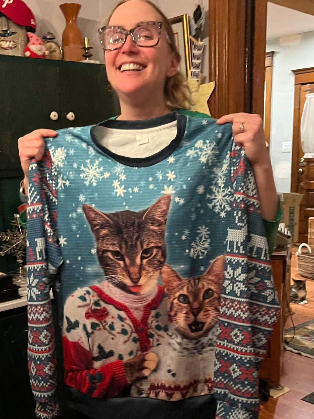 Customer photo review of Ugly Sweater Custom Mutiple Pets