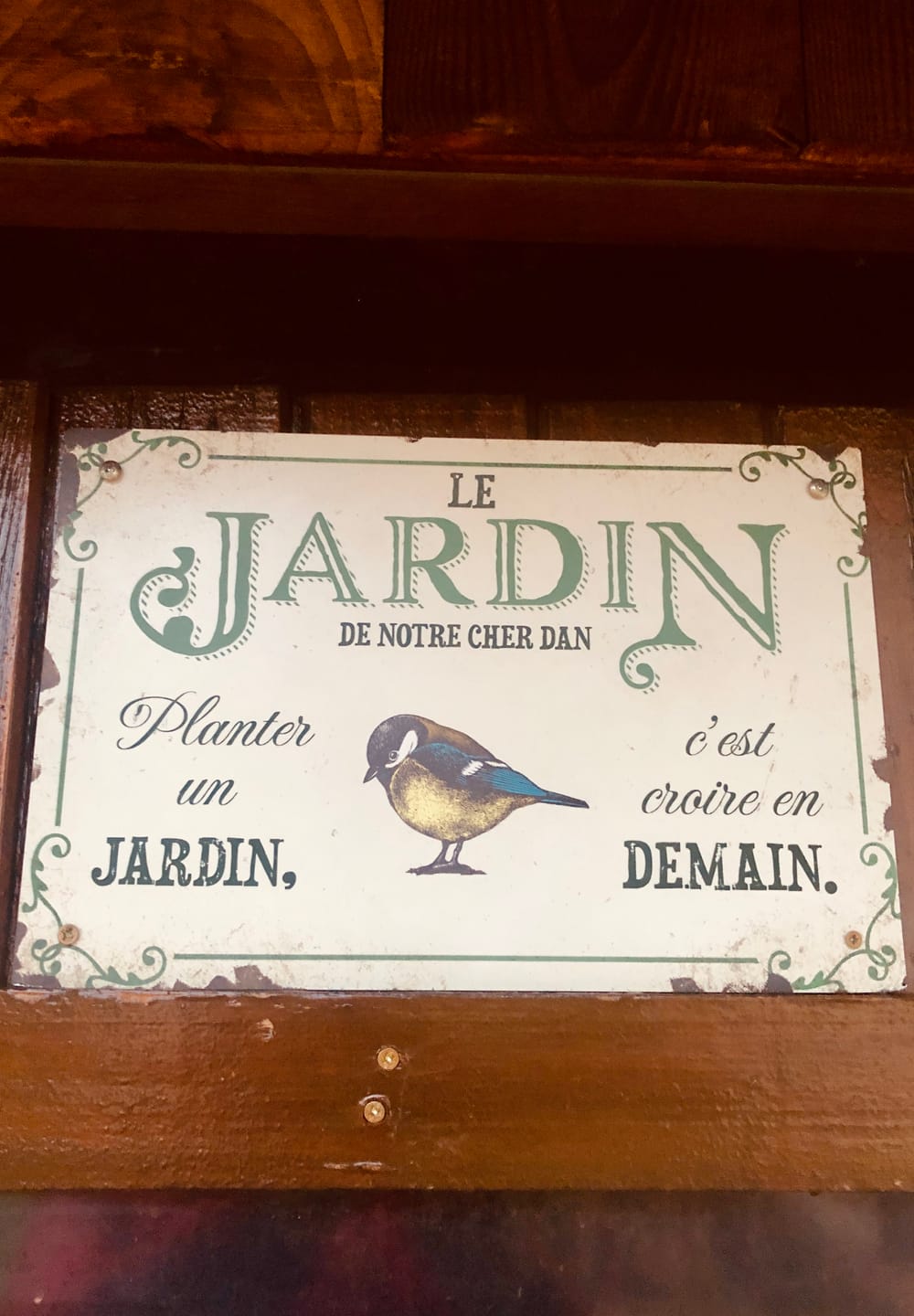 Customer photo review of Joie dans le jardin - Plaque de porte personnalisée