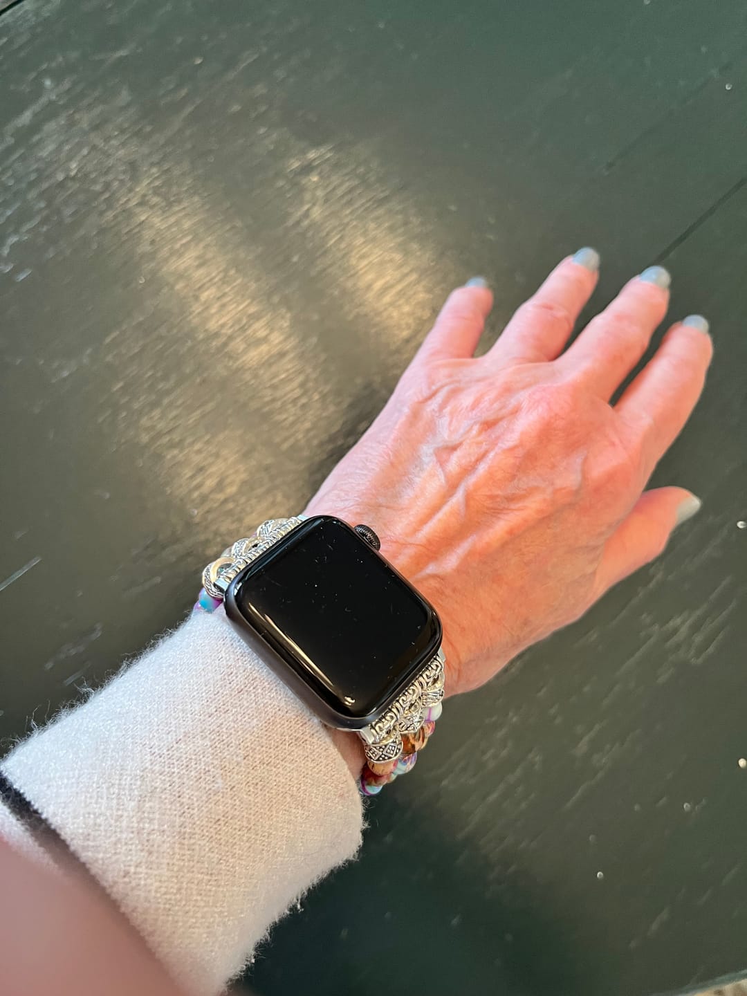 Customer photo review of Intense Jasper Stretch Apple Watch Strap