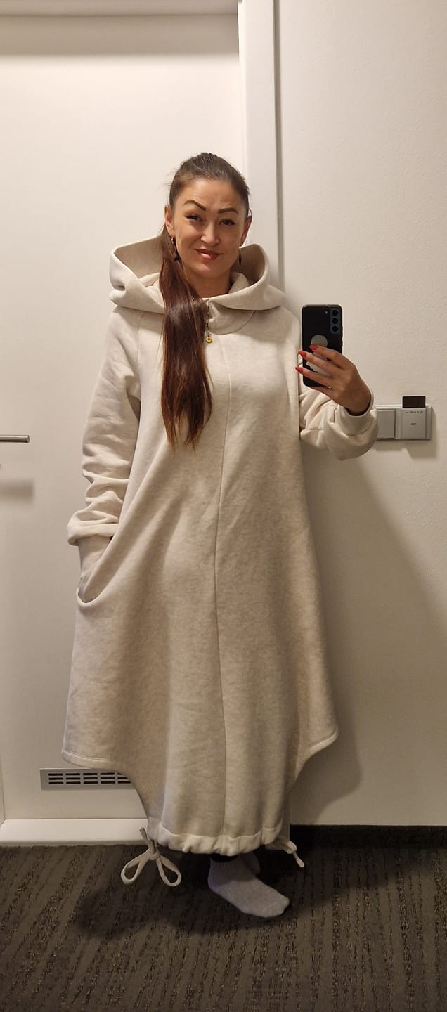 Customer photo review of Oversize Cream Hoodie Dress